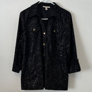 JM Collection Black and Brown Patterned Women's Blazer